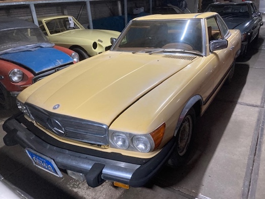 1977 Mercedes 450SL W107 Roadster yellow oldtimer te koop