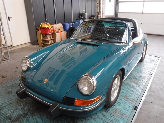 1973 Porsche 911 E Targa blue oldtimer te koop